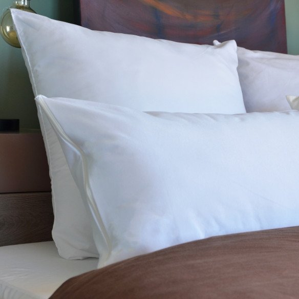 Protège Oreiller Absorbant 60x60 Cm - Molleton Coton Bio Estia - Fermeture éclair - Blanc
