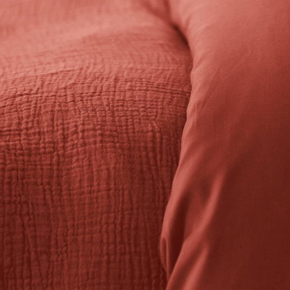 Parure de Lit Ocre en Gaze de Coton
