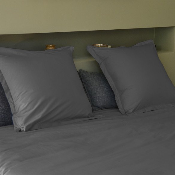 Parure de lit  percale de coton bio | Gris anthracite