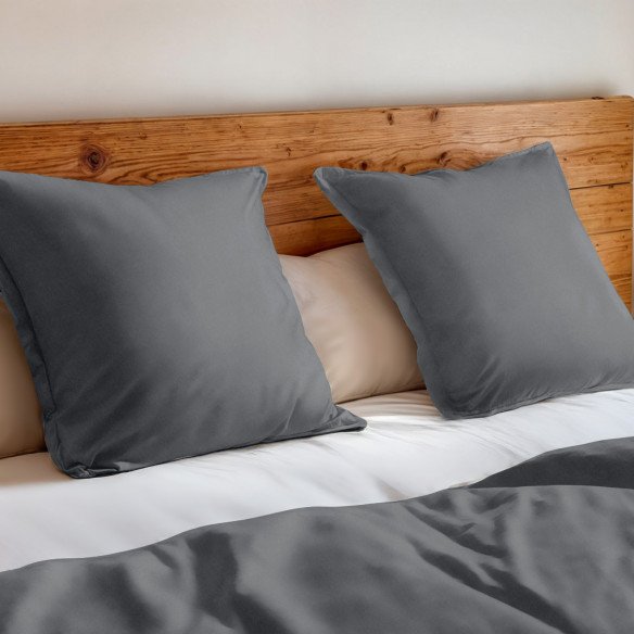 Parure de lit  percale de coton bio | Gris anthracite
