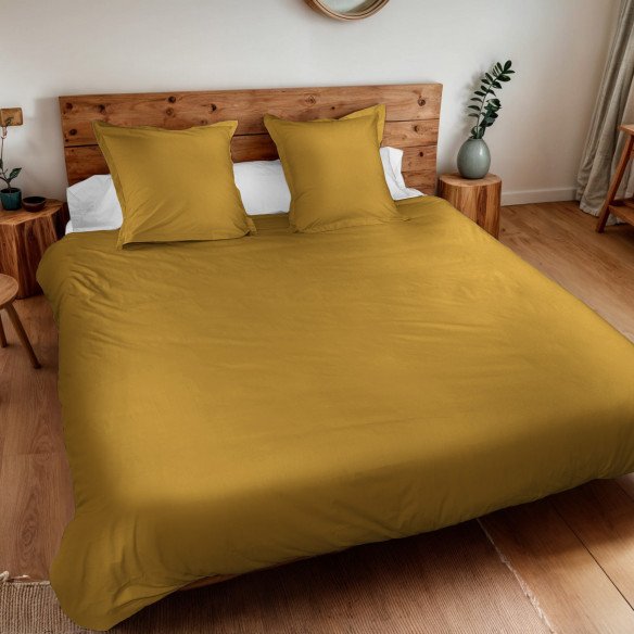 Parure de lit  percale de coton bio | Ocre