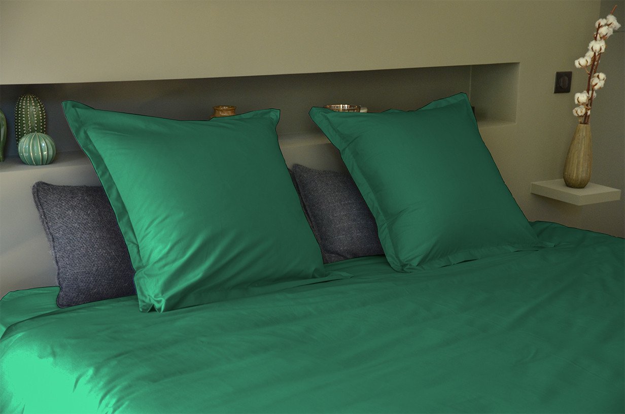 Vichy - Parure de lit royale percale de coton verte
