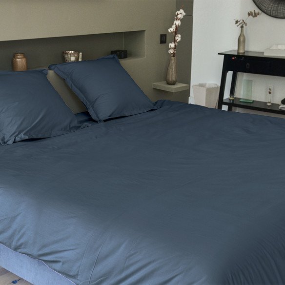 Parure de lit en coton bio | Bleu nuit