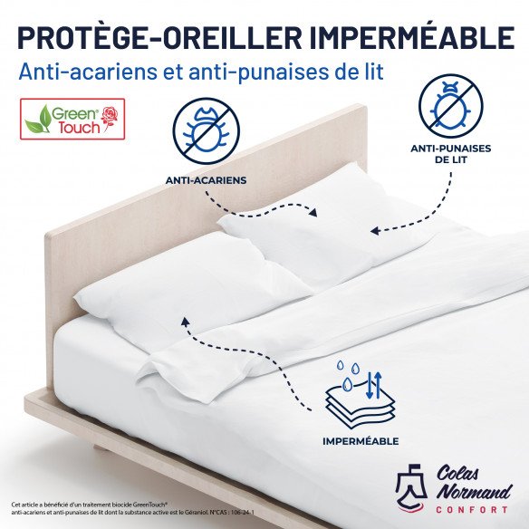 Protège oreiller Imperméable anti-acariens et anti-punaises de lit