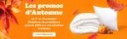 Bannière promotions couettes et oreillers pour l'automne, retrouvez des promotions jusqu'à -40%